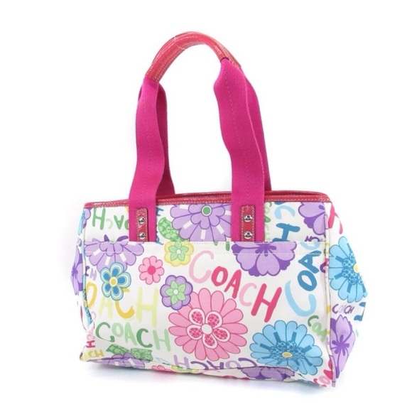 GUC Coach Graffiti Daisy Multi-Color Florals, Pink Nylon Shoulder Bag/Tote - Picture 16 of 16
